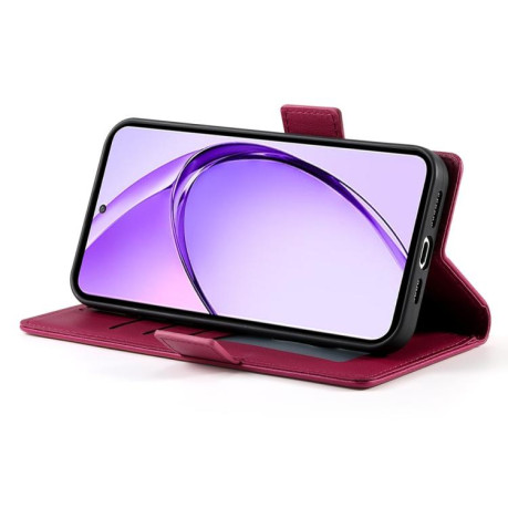 Чехол-книжка Side Buckle Magnetic Frosted Leather для Realme 13+ - винно-червоний