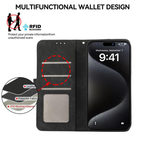 Чехол-книжка ABEEL Color Block Magnetic RFID Leather на  Xiaomi Redmi Note 14 4G 164.48mm - черный
