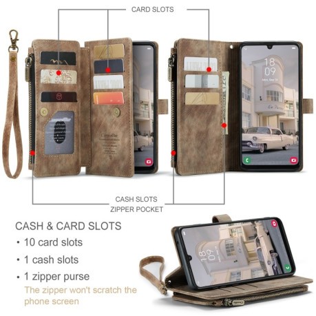 Чехол-кошелек CaseMe-C30 для Samsung Galaxy A34 5G - коричневый