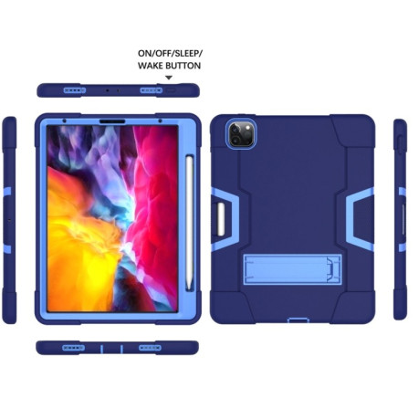 Противоударный чехол с подставкой Color Robot на iPad Pro 11  (2020)/Pro 11 2018- темно-синий с голубым