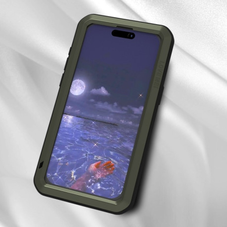 Противоударный чехол LOVE MEI Metal для iPhone 15 Pro Max - зеленый
