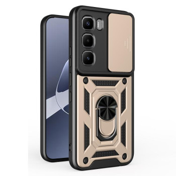 Чохол із шторкою на камеру Sliding Camshield та підставкою для Infinix Hot 60 Pro 4G — золотий