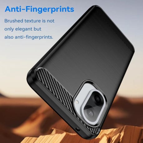 Чехол Brushed Texture Carbon Fiber на OnePlus Nord CE5 5G - черный