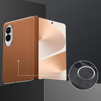 Чохол SULADA Frameless Top Layer Cowhide на Samsung Galaxy Fold8 5G — коричневий