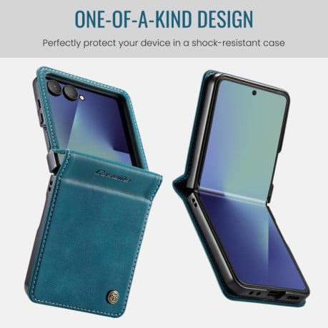 Чохол-книжка CaseMe 033 з фактурою Calf та захистом від сканування RFID на Samsung Galaxy Filp 7 5G - зелений