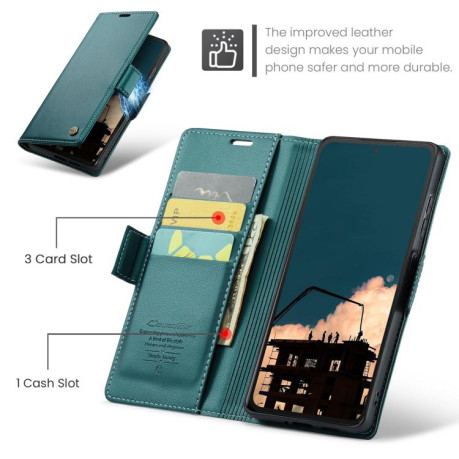 Чохол-книжка CaseMe 023 Butterfly Buckle Litchi Texture RFID Anti-theft Leather для Xiaomi Redmi Note 14 4G 164.84mm - зелений