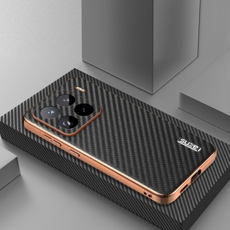 Ударозахисний чохол AZNS Electroplated Edge Carbon Fiber Texture на Xiaomi 15 Pro - чорний