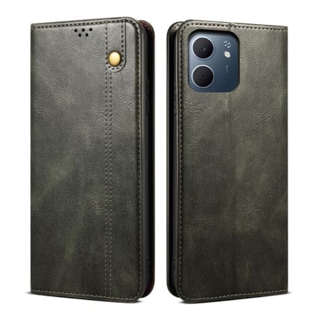 Чохол-книжка Simple з фактурою Crazy Horse з воском на OPPO A5x 4G/5G - зелений