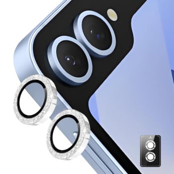 Защитное стекло на камеру ENKAY Aluminium для Samsung Galaxy Flip 7 - серебристое