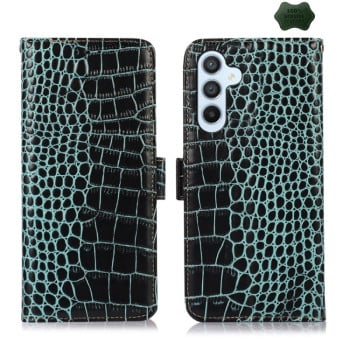 Шкіряний чохол-книжка Crocodile Top Layer для Samsung Galaxy A55 5G - зелений