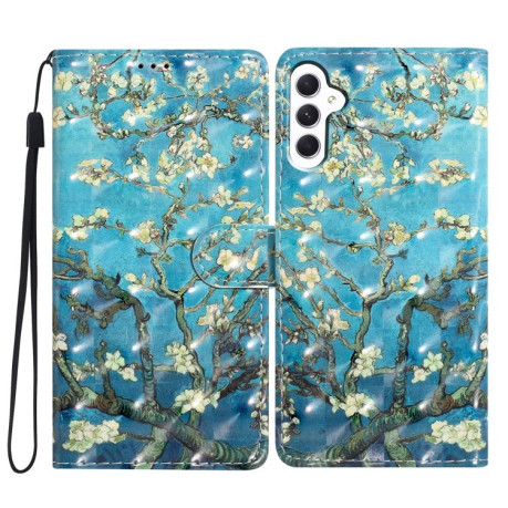 Чехол-книжка 3D Painting для Samsung Galaxy A36 5G - Blue Base Apricot Flower
