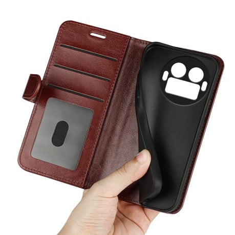 Чохол-книжка R64 Texture Horizontal Flip Leather для Realme GT 8 Pro 5G Global — коричневий