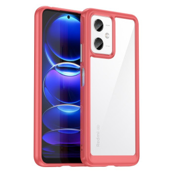 Противоударный чехол  Colorful Acrylic Series с цветной силиконовой боковиной на Xiaomi Redmi Note 12 5G Global/Note 12 China/Poco X5 - красный
