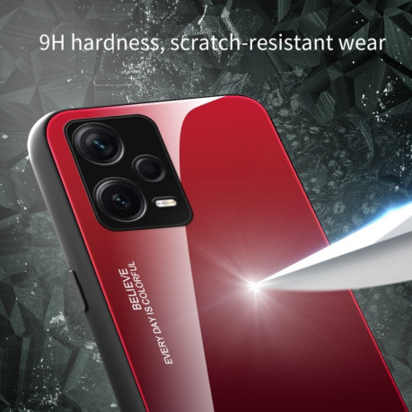 Скляний чохол Gradient Color на Xiaomi Redmi Note 12 Pro+ - фіолетово-червоний