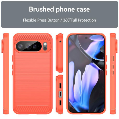 Протиударний чохол Brushed Texture Carbon Fiber на Google Pixel 10 Pro XL - червоний