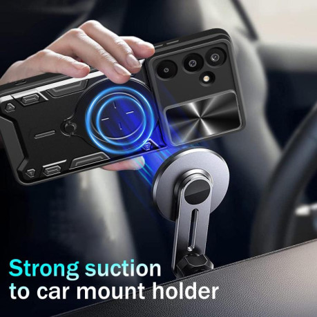 Протиударний чохол CD Texture Sliding Camshield Magnetic Holder на Samsung Galaxy M16 5G - чорний