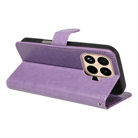 Чехол-книжка Cat Embossing Pattern на Xiaomi 15T Pro 5G EU 173mm - фиолетовый