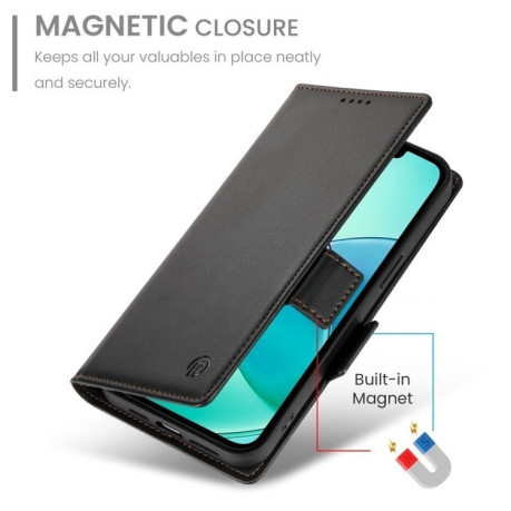 Чехол-книжка Side Buckle Magnetic Frosted Leather для iPhone 16e - черный