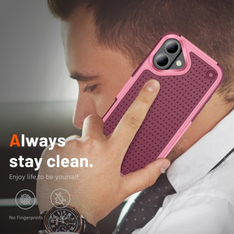 Противоударный чехол PC + TPU Shockproof Protective для  iPhone 16 - Pink+Dark Red