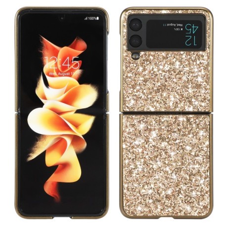 Ударозащитный чехол Glittery Powder на Samsung Galaxy Flip4  - золотой