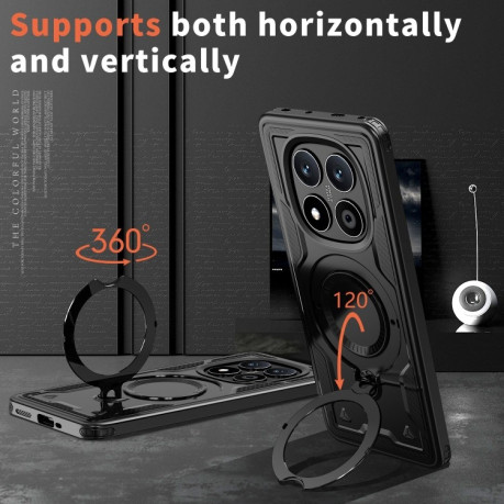Протиударний чохол MagSafe Holder Armor PC Hybrid для Xiaomi Redmi Note 14 Pro 5G/Poco X7 - чорний