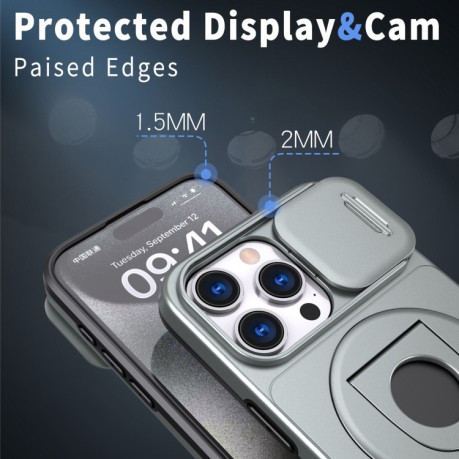Противоударный чехол Camshield MagSafe Ring Holder Armor для iPhone 15 Pro - серый