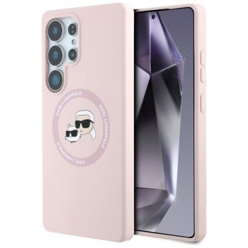 Оригінальний чохол Karl Lagerfeld Silicone Double Heads And Circle MagSafe для Samsung Galaxy S25 Ultra - Pink