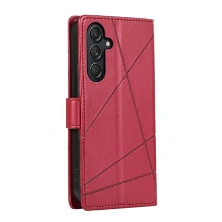 Чохол-книжка PU Genuine Leather Texture Embossed Line для Samsung Galaxy M55 - червоний