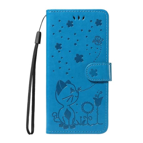 Чехол-книжка Cat Embossing Pattern на Xiaomi Redmi 15C 5G / 4G EU 173mm - синий