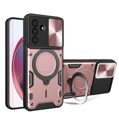 Противоударный чехол CD Texture Sliding Camshield Magnetic Holder на Samsung Galaxy A36 5G - розовый