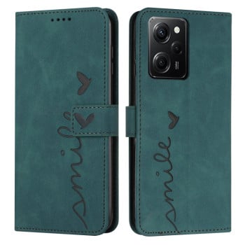 Чехол-книжка Skin Feel Heart Pattern для Xiaomi Redmi Note 12 Pro Speed / Poco X5 Pro 5G - зеленый