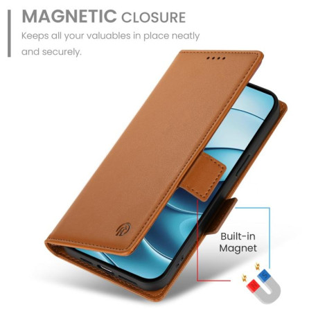 Чохол-книжка Side Buckle Magnetic Frosted Leather для Xiaomi Redmi Note 14 4G 164.84mm - коричневий