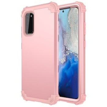 Противоударный чехол Three-piece Anti-drop на  Samsung Galaxy S20 - розовое золото