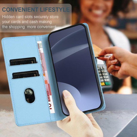 Чехол-книжка Embossed Multi-functional Wallet Retro Leather на Realme GT7 Pro - голубой