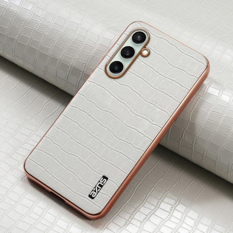 Чехол AZNS Electroplated Frame Crocodile Texture на Samsung Galaxy A36 - белый