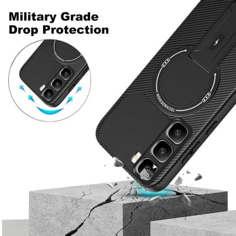 Противоударный чехол Carbon Fiber Texture (MagSafe) на Infinix Hot 60 Pro+ 4G - черный