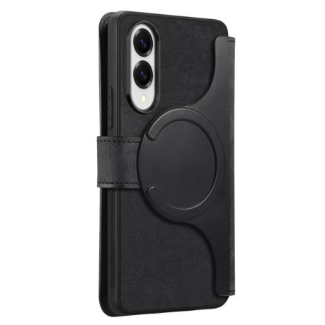 Чехол-книжка CaseNeo MagSafe RFID Anti-theft Retro Leather для Samsung Galaxy S25 Edge 5G - черный