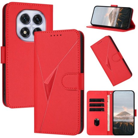 Чохол-книжка Triangle Pattern Buckle Clasp Leather на Xiaomi Redmi Note 14 Pro 4G - червоний
