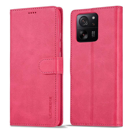 Чехол книжка LCIMEEKE Calf Texture на Xiaomi 14T Pro - красный