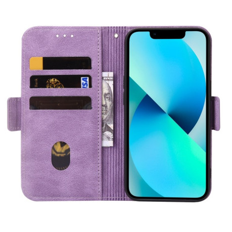 Чехол-книжка Embossing Stripe RFID для iPhone 14 Plus - фиолетовый
