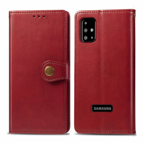 Чохол-книга Retro Solid Color на Samsung Galaxy M51-червоний
