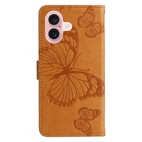 Чехол-книжка Embossed Butterfly для iPhone 16 - желтый