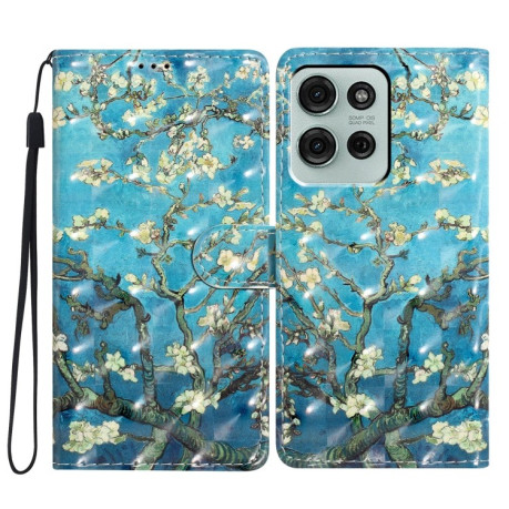 Чохол-книжка 3D Painting для Motorola Moto G75 5G - Blue Base Apricot Flowe