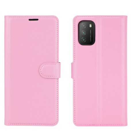 Чохол-книжка Litchi Texture на Xiaomi Poco M3 - рожевий