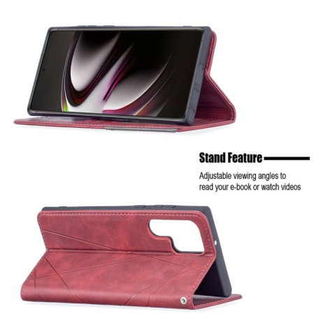 Чехол-книжка Rhombus Texture для Samsung Galaxy S22 Ultra 5G - красный
