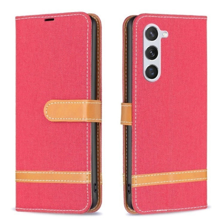 Чохол-книжка Color Matching Denim Texture на Samsung Galaxy S25 5G - червоний