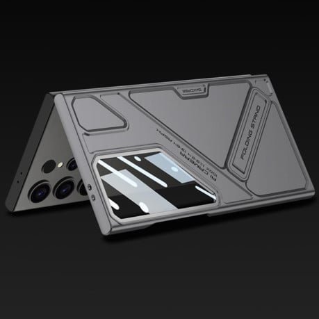 Протиударний чохол GKK Mech Style Ultra-thin Folding Holder Not Included Pen для Samsung Galaxy S25 Ultra 5G - червоний