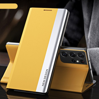 Чехол-книжка Electroplated Ultra-Thin для Samsung Galaxy S23 Ultra 5G - желтый