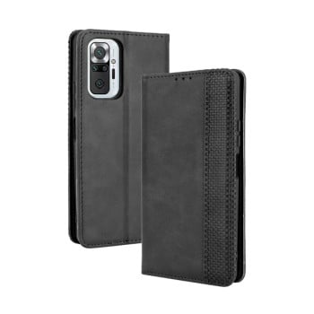 Чехол-книжка Magnetic Buckle Retro на Xiaomi Redmi Note 10 Pro/Note 10 Pro Max - черный