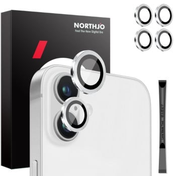Захист камери NORTHJO 2 Sets 4pcs Camera Lens на iPhone 16/16 Plus - сріблястий